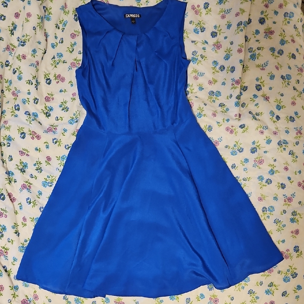 Express Small Blue A-Line Sundress with Small Keyhole In The Front,